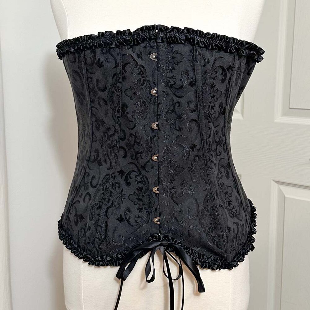 Black Front-Fastening Lace-Up Corset, 4XL